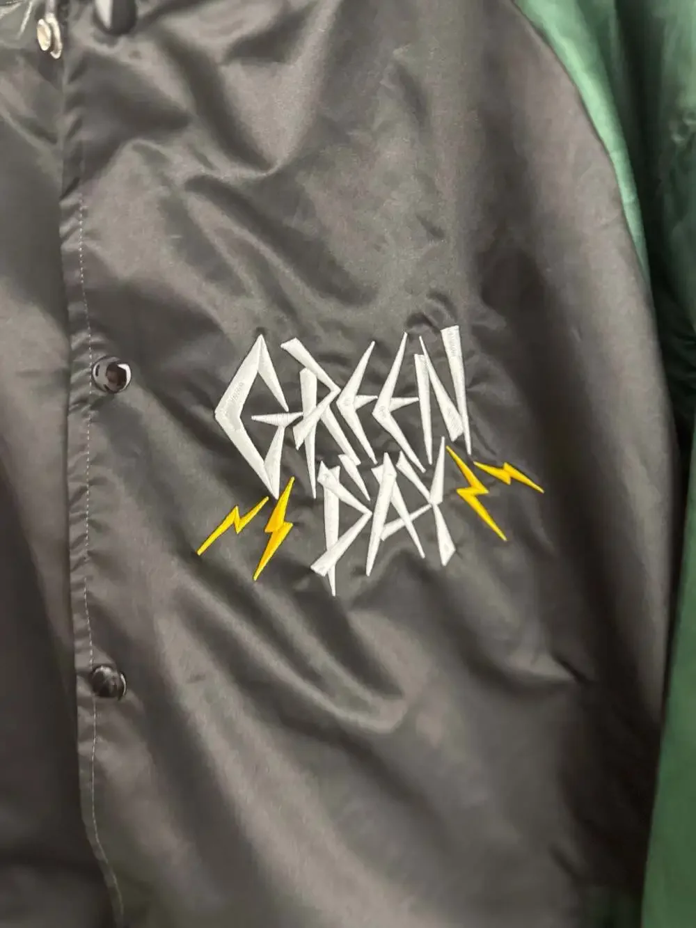 Green Day Franchise Club Satin Varsity Jacket with Lightning Logo